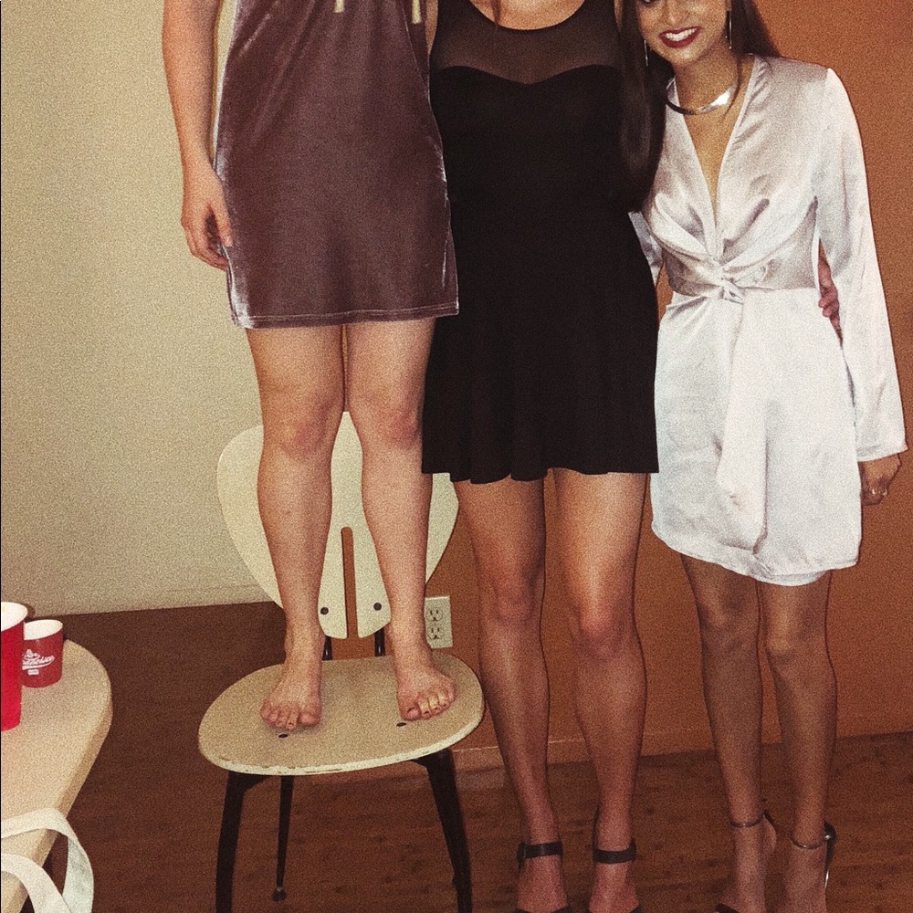 Silver satin Missguided wrap dress